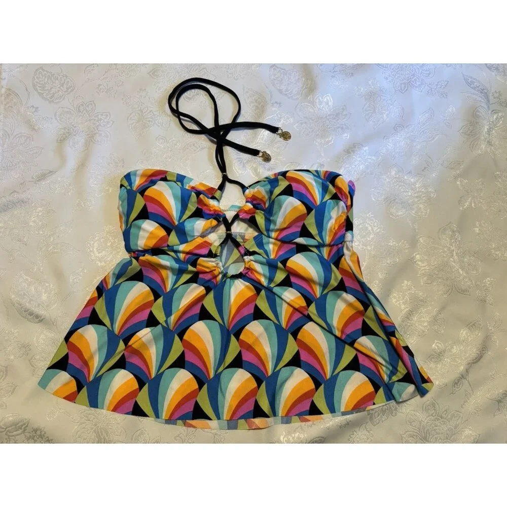 Sunshine 79 Hang Loose Bandeau Tankini Top Colorful Charm Ties Size 4 NEW - Picture 8 of 12